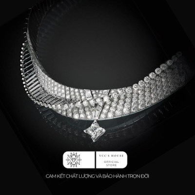 Vòng cổ cao cấp dành cho Nữ được làm từ bạch kim nguyên chất đính kim cương 12ly được nhập từ USA