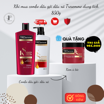 Combo Dầu gội và Dầu xả TRESemmé Keratin Smooth KeratinBond+